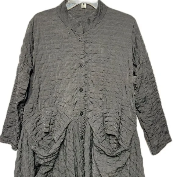 HEYDARI Nopj4149 Asymmetrical Handkerchief Hem Textured Black Jacket  M NWOT - Picture 3 of 16